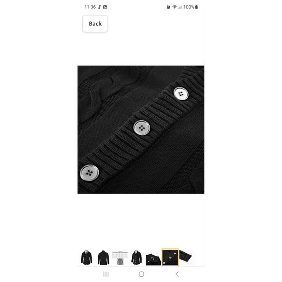 New Large PJ Paul Jones Black Button Sweater Cardigan Stand Collar Knit NWT - Picture 5 of 9